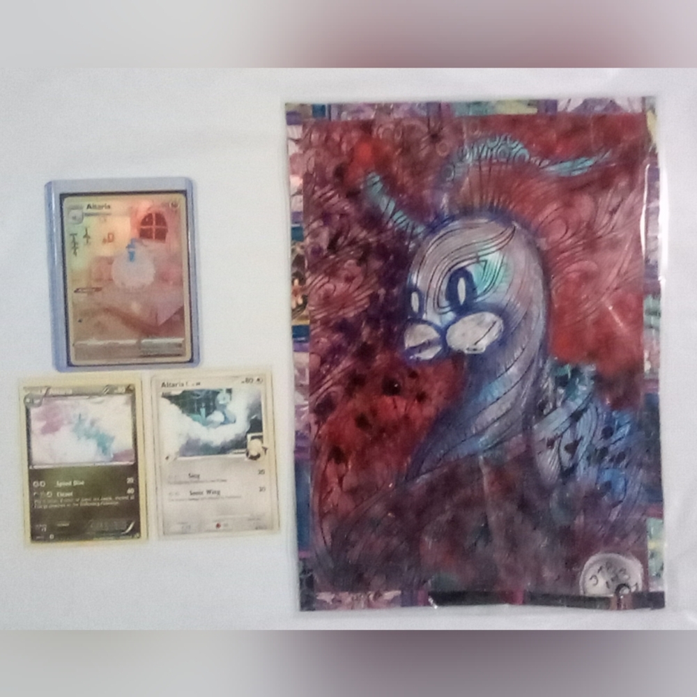 🎨Altaria Galarian Gallery Holo Pokemon Watercolor Painting Art Bundle 🖼